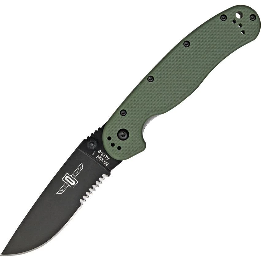 Ontario 8847OD RAT-1 Part Serrated Linerlock Folding Pocket Knife 1 Ontario 8847OD RAT-1 Part Serrated Linerlock Folding Pocket Knife