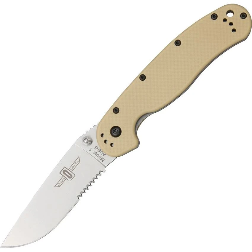 Ontario 8849DT RAT-1 Part Serrated Linerlock Folding Pocket Knife 1 Ontario 8849DT RAT-1 Part Serrated Linerlock Folding Pocket Knife