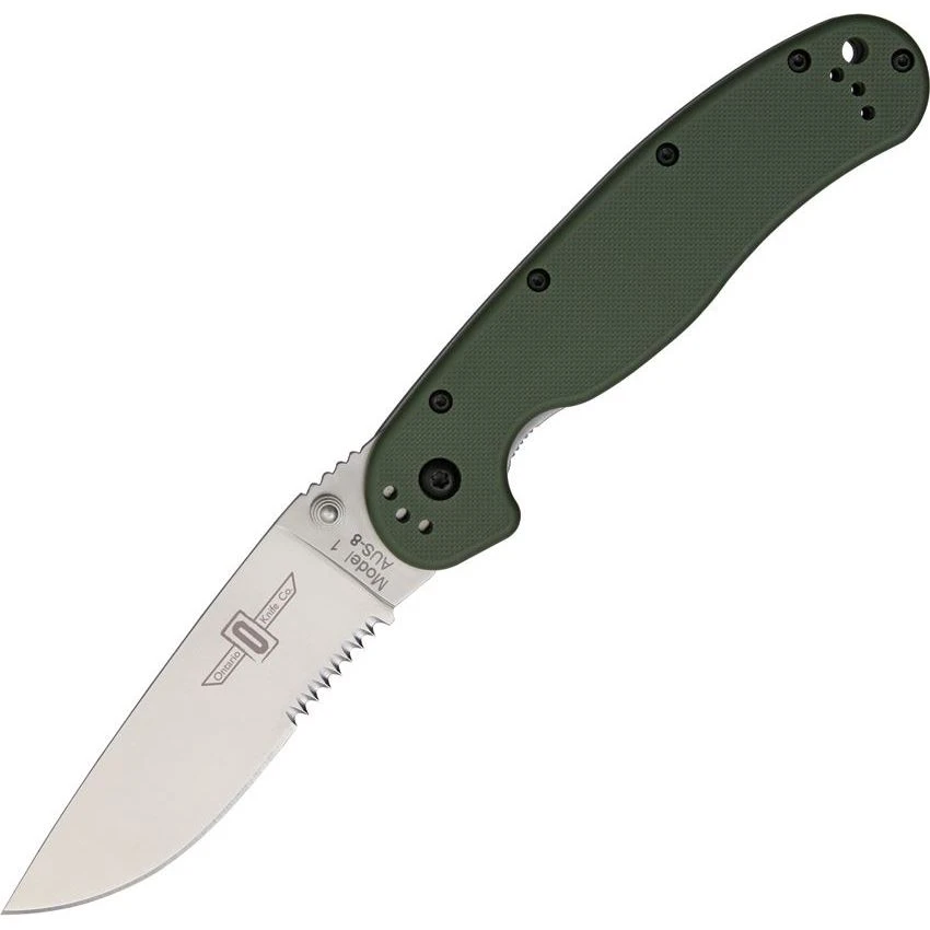 Ontario 8849OD RAT-1 Part Serrated Linerlock Folding Pocket Knife 1 Ontario 8849OD RAT-1 Part Serrated Linerlock Folding Pocket Knife