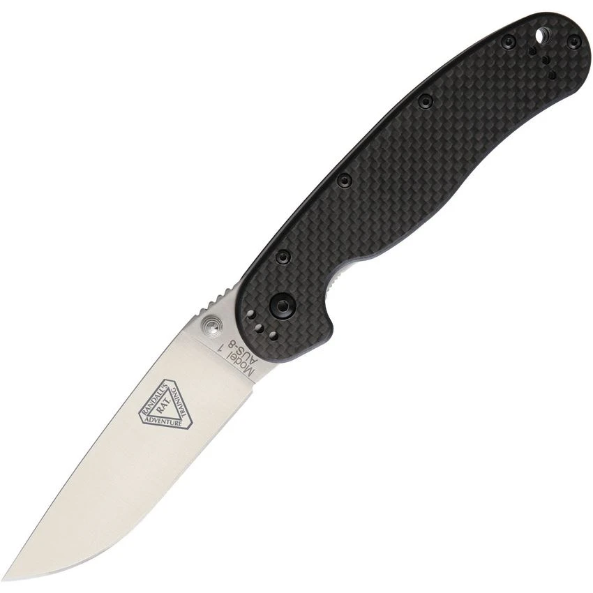 Ontario 8886CF RAT 1 Satin Drop Point Linerlock Folding Pocket Knife 1 Ontario 8886CF RAT 1 Satin Drop Point Linerlock Folding Pocket Knife