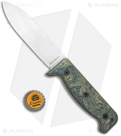 Ontario Black Bird Fixed Blade Knife Green Micarta W/ Leather Sheath (5" Satin) 4 Ontario Black Bird Fixed Blade Knife Green Micarta W/ Leather Sheath (5" Satin) - Image 4