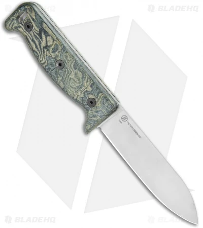 Ontario Black Bird Fixed Blade Knife Green Micarta W/ Leather Sheath (5" Satin) 2 Ontario Black Bird Fixed Blade Knife Green Micarta W/ Leather Sheath (5" Satin) - Image 2