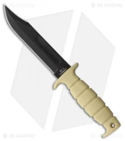 Ontario Marine SP-1 Combat Fixed Blade Knife Tan Kraton (7" Black) 8300TN