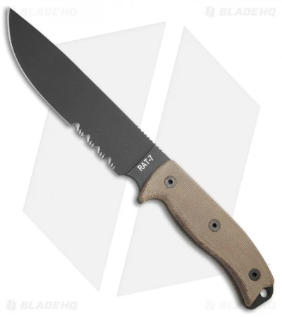 Ontario OKC RAT-7 Fixed Blade Knife (7" Black Serr) 1 Ontario OKC RAT-7 Fixed Blade Knife (7" Black Serr)