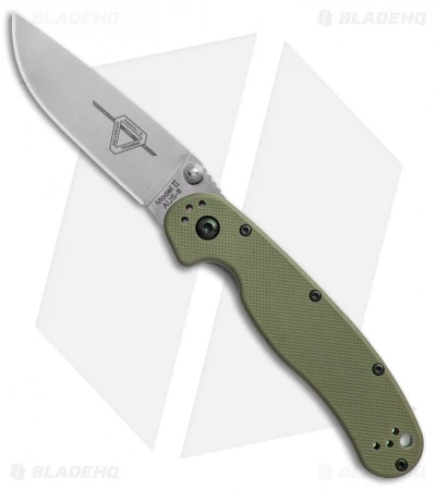 Ontario RAT Model 2 Liner Lock Knife OD Green Nylon (3" Satin AUS-8) 8860OD 1 Ontario RAT Model 2 Liner Lock Knife OD Green Nylon (3" Satin AUS-8) 8860OD