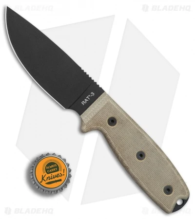 Ontario OKC RAT-3 Fixed Blade Knife Tan Micarta (3.6" Black) 8665 4 Ontario OKC RAT-3 Fixed Blade Knife Tan Micarta (3.6" Black) 8665 - Image 4