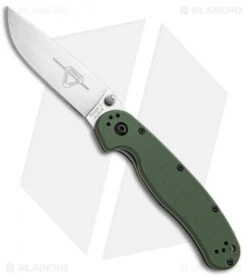 Ontario RAT Model 2 Liner Lock Knife OD Green (3" Stonewash) 8881GR
