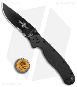 Ontario RAT Model 1 Liner Lock Knife Black (3.625" Black Serr) 8847BS -Blade HQ Ontario RAT Model 1 LL Black black Serr 8847BS BHQ 5273 jr bottlecap