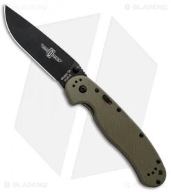 Ontario RAT Model 1A Spring Assisted Knife OD Green G-10 (3.625" Black) 8871OD
