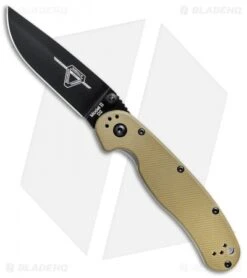 Ontario RAT Model 2 Liner Lock Knife Desert Tan Nylon (3" Black D2) 8830DT
