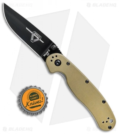 Ontario RAT Model 2 Liner Lock Knife Desert Tan Nylon (3" Black D2) 8830DT 4 Ontario RAT Model 2 Liner Lock Knife Desert Tan Nylon (3" Black D2) 8830DT - Image 4