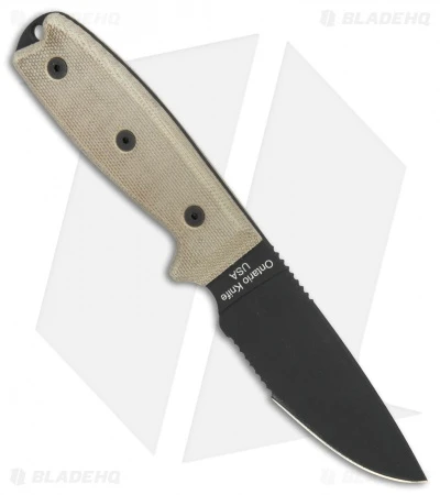Ontario OKC RAT-3 Fixed Blade Knife Tan Micarta (3.6" Black Serr) 8666 2 Ontario OKC RAT-3 Fixed Blade Knife Tan Micarta (3.6" Black Serr) 8666 - Image 2