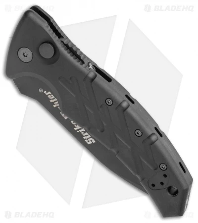 Ontario XM Strike Fighter 2-S Automatic Knife Black Aluminum (3.75" Black Serr) 2 Ontario XM Strike Fighter 2-S Automatic Knife Black Aluminum (3.75" Black Serr) - Image 2