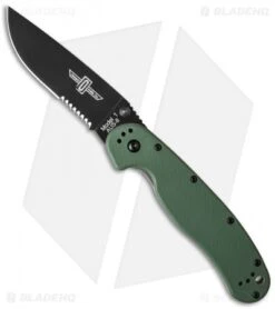 Ontario RAT Model 1 Liner Lock Knife OD Green (3.625" Black Serr) 8847OD