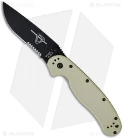 Ontario RAT Model 1 Liner Lock Knife Desert Tan (3.625" Black Serr) 8847DT