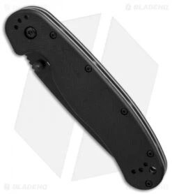 Ontario RAT Model 1 Liner Lock Knife Black (3.6" Black AUS-8) 8846BP -Blade HQ ontario RAT model 1 black O8846 BHQ 5405 er spine