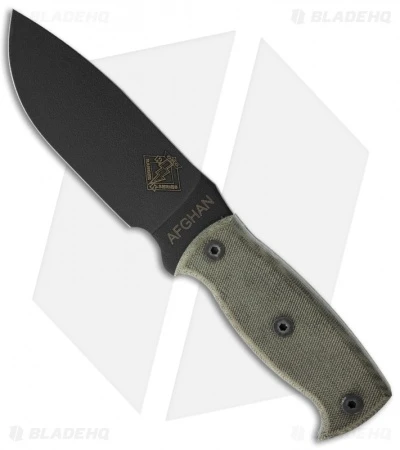 Ontario Afghan Knife Fixed Blade Black Micarta (5.38" Black Plain) 9419BM 1 Ontario Afghan Knife Fixed Blade Black Micarta (5.38" Black Plain) 9419BM