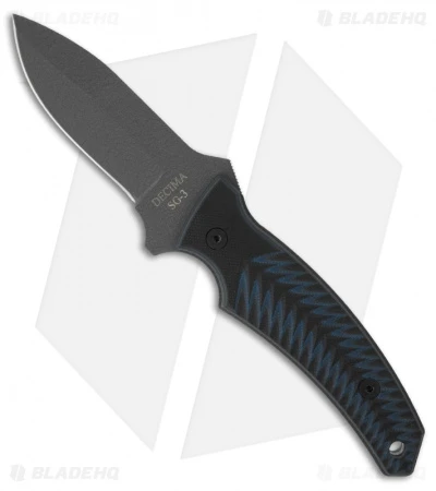 Ontario Knives Decima Knife Black/Blue G10 Fixed Blade (3" Gray) OKC-YE 1 Ontario Knives Decima Knife Black/Blue G10 Fixed Blade (3" Gray) OKC-YE